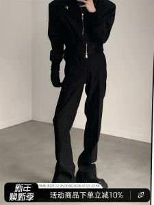 กางเกงขายาวทรงหลวมสไตล์เกาหลีสำหรับผู้ชาย กางเกงขายาวทรงขาบานเล็ก กางเกงขายาวทรงยาวถึงพื้น สไตล์ไฮสตรีท เอวกลาง ทรงตรง ทรงหลวม