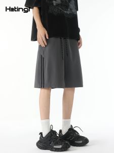 HetingHOME | Hetinghome Summer Trendy Couple Loose Five-Point Pants Mens Genderless Shorts Grape Maturity Straight Leg Casual Trousers