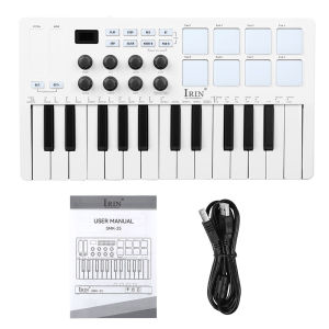 IRIN | IRIN SMK-25 MIDI Pad Controller Keyboard USB Mini 25 Key 8 RGB Drum Pads 8 Knobs and Music Production Software Included