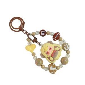Anime big ear rabbit car key chain pendant silicone three-dimensional flocking cute grain bag beaded pendant