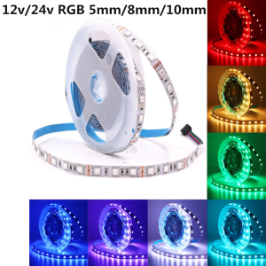 Colorful RGB LED Strip Lights 12V 24V Narrow Version 5mm Red Green Blue Adjustable Low Voltage 120 Lights Flexible Decorative Lights