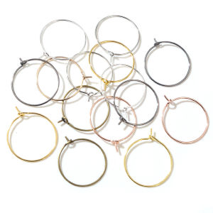 50pcs/lot 20 25 30 35 mm KC Gold Silver Color Hoops Earrings Big Circle Ear Wires For DIY Jewelry Making Supplies
