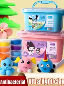 12/24/36Colors Lightweight Clay With Tools Air-Drying Model DIY Boxed Clay Set Kids Toys Magic Clay Arts Crafts