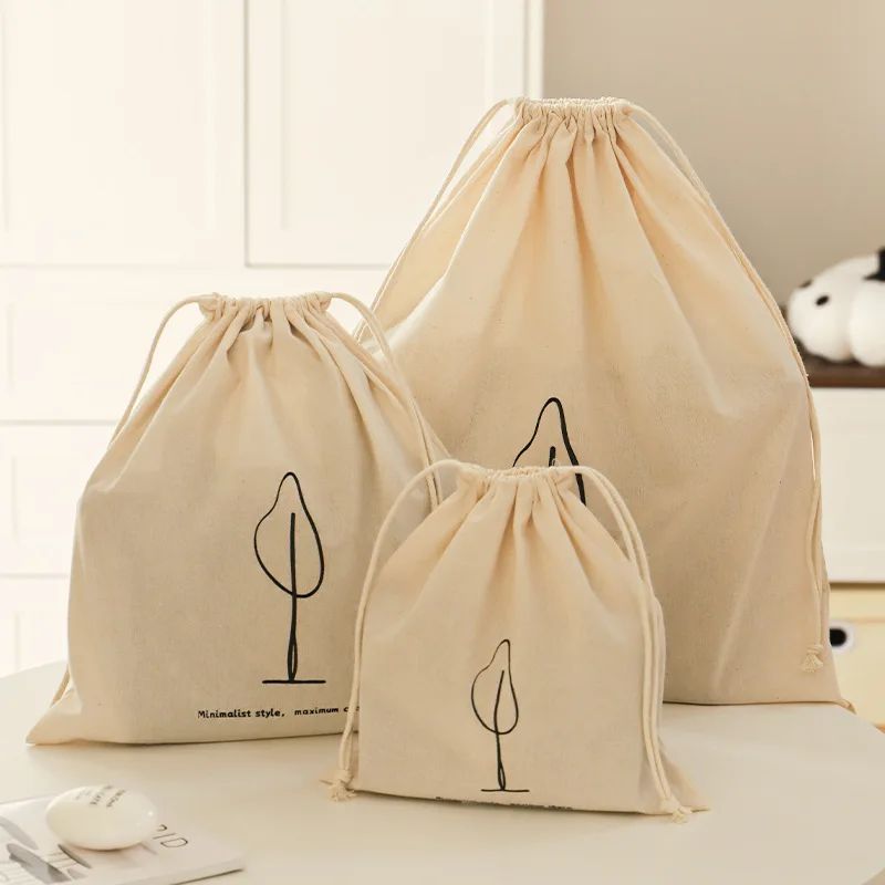 Saco de armazenamento em algodão com cordão para viagem e casa_voghion.com