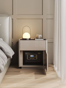 Bedside Nightstand with Safe Small Storage Cabinet Lock