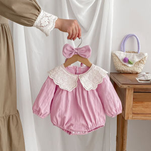 Sweet Spring Newborn Girls Romper Long Sleeve Dress Baby Girl Clothes Triangle Crawling Suit Natural Cotton Korean Style