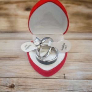 Cincin Couple Titanium Perhiasan Permata Zircon Cincin Pasangan Free Kotak Love