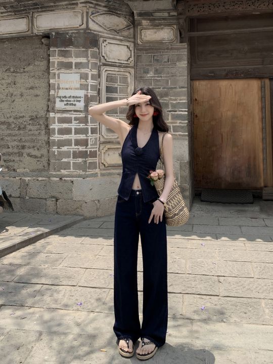 Quần Jeans Đơn Giản Màu Xanh Form Rộng Thẳng Cao | Lazada Việt Nam