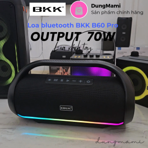 [Chính hãng tặng 2 mic hát] Loa bluetooth BKK B60 Pro công suất lớn 70W (35W x 2) có bật/tắt Bass Boost đèn RGB sống động loa karaoke loa BKK loa xách tay chuẩn chống nước IPX5 pin lithium bền bỉ hỗ trợ ghép 2 loa bảo hành 12 tháng loa máy tính