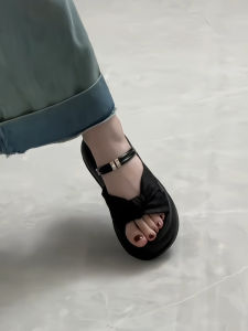 Womens Summer 2025 Outdoor Slip-On Thick Bottom Platform Flats Wear Comfortable Chunky Heel Anti-Slip Rubber Sole Sandals