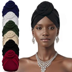 Womens Fashion Turbans New Bubble Cloth Large Plate Flower Elastic Leisure Comfortable and Breathable Daily Hat Headband Hat
