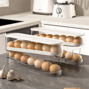 Biblio【Ready in Stock】 2-layer Refrigerator Egg Storage Box Kitchen Egg Rolling Storage Box