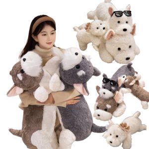 Simulation Prone Posture Schnauzer West Highland Dogs Dolls Soft Plush Throw Pillow High-Quality Home Decor Birthday Gift