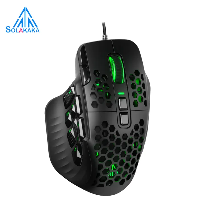 SOLAKAKA SM809 PRO MMO Wireless Gaming Mouse Bluetooth 2.4G Wired Tri-Mode Ergonomic Design up to 2400DPI Custom Side Keys DIY Replace the Side Casing