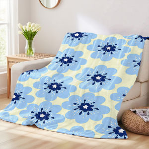 Beast Kingdom | Soft Blue Florals Printed Blanket Suitable For Sofa Beds Offices Travel Camping Chairs Warm Woolen Blankets