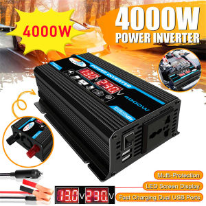 AUTOFun Inverter Frekuensi Tinggi Modifikasi Gelombang Sinus Daya Puncak 4000W Inverter DC 12V ke AC 220V Inverter Pengisi Daya Mobil dengan 21A Tampilan Layar Port USB Ganda