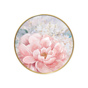 Round Peony Handmade Painting Modern Simple Hallway Decorative Painting New Chinese Flower Living Room Bedroom and Dining Room Paintings