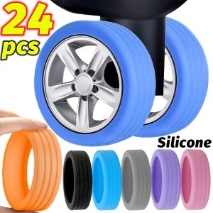24Pcs Silicone Luggage Wheel Protecter Travel Rolling Suitcase Trolley Caster Shoes Reduce Noise Silence Cover Bag Accessories