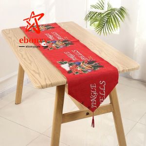 【Local Delivery】Christmas Table Runner 4/6/8seaters cotton and linen woven and embroidered home decoration