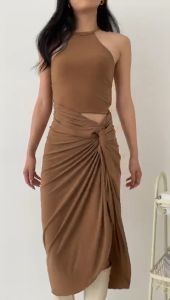 NZINGA Yasmin Summer Skirt | Beach Skirt | Beach Outer |Summer Outer | SummNZINGA Yasmin | Rok Midi Wanita Polos Asimetris - Drapery Skirt Slim Fit | Ukuran S - XXLer