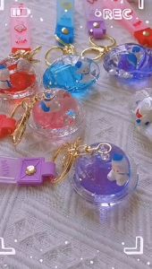Móc khóa xe máy ô tô acrylic hình thỏ mặt trăng lấp lánh móc treo balo túi xách Hàn Quốc