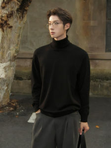 เสื้อยืดคอเต็มสีดำ Cleanfit สำหรับผู้ชาย เสื้อชั้นในแบบมีฮู้ดหนาสำหรับฤดูใบไม้ร่วงและฤดูหนาว เสื้อผ้าทำงานสไตล์อเมริกัน