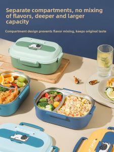MONLEYTA | Food Grade Stainless Steel 304 Microwave Safe Insulated Lunch Box Lightweight Portable Single Layer Meal Plate For Office Workers
