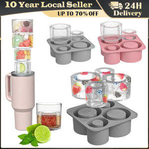 Large Silicone Ice Cube Tray for 20 30 40 Oz Stanley Tumbler Cup Slow Melting Chilled Ice Mold with Lid Easy Release Ice Maker