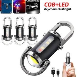 Rechargeable LED Keychain EDC Light Mini Handheld Flashlights Waterproof Work Lantern for Outdoor Camping Fishing Emergency