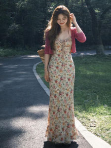 Homecore | French Holiday Style Floral Strap Summer Dress