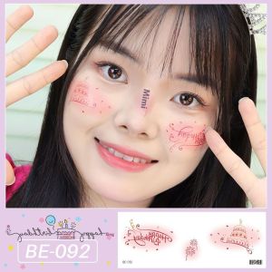 KUNOISE Tattoo sticker cute girl lasting blush sticker Birthday Face Stickers for Party Fun and Celebration