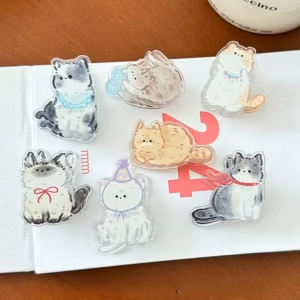 10 Chiếc Mèo Niêm Phong Kẹp PP Kẹp Acrylic Túi Phẳng Trang Trí Dễ Thương Kẹp PP Quà Tặng Ba Lô Phụ Kiện