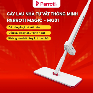 Cây lau nhà tự vắt chổi lau nhà thông minh bộ lau nhà 360 độ Parroti Magic MG01 - Tặng 1 Miếng Lau