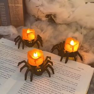 Đèn Halloween Nhện Khổng Lồ Kèm Đầu Lâu & Mắt Quỷ Phát Sáng LED – Decor Tiệc Hóa Trang Ma Mị