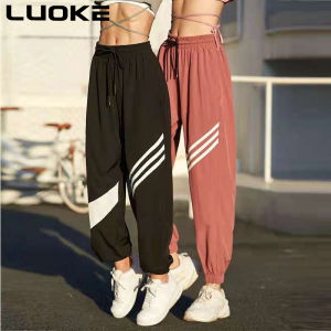 Luoke Sports and leisure pants womens quick drying pants high waisted ankle tied pants running and fitness pants