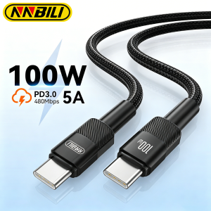 NNBILI 100W Type C to USB C Cable PD 3.0 Quick Charge 4.0 Fast Charging Type C to Type C for iPhone 17 16 Macbook Samsung Xiaomi