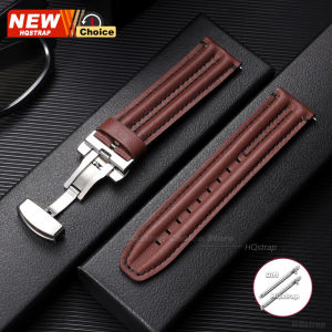 Butterfly Clasp Waterproof Mens Strap 20mm 22mm 24mm Smartwatch Leather Quick Release Wristband for Seiko Bracelet for Rolex