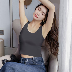 Miiow | Pure Cotton White Strap Vest Cat Person Summer 2025 Outerwear Short Inner Match Base Shirt Cover Side Breast Bumps Belly Button Exposure