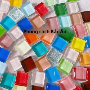 50 Miếng Gạch Mosaic Nghệ Thuật Sáng Tạo 1cm Nhiều Màu Pha Trộn Pha Lê Đa Chất Liệu Tự Làm Thủ Công Dùng Làm Đế Lót Ly & Lọ Hoa Miếng Kính Mosaic