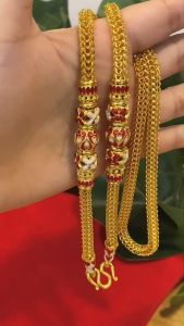 สร้อยคอ ลายแปดเสา ลงยา สีแดง หนัก 3 บาท ยาว 24 นิ้ว สร้อยคอแฟชั่น สร้อยคอทอง สร้อยคอไม่ลอกไม่ดำ necklace  สร้อยคอห้อยพระ สร้อยห้อยพระ สร้อยคอไม่ลอก ทองไม่ลอกไม่ดำ ทองเหมือนแท้ สร้อยคอผู้หญิง ทองปลอมไม่ลอก สร้อยทอง สร้อย