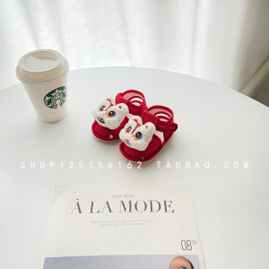 Đỏ Em Bé Dép Xăng Đan Mùa Hè Mềm Đáy Học Tập Đi Bộ Bé Trai Bé Gái Celebratory Slip-on Giày Tập Đi Cho Bé Lưới Đế Cao Su Chống Trơn Trượt