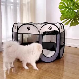 คอกสัตว์เลี้ยง 8เหลี่ยม คอกหมา คอกแมว กรงแปดเหลี่ยม คอกแมวพับได้ กรงแมว คอกกั้นหมา คอกสัตว์ คอกสุนัขพกพา ที่นอนแมว