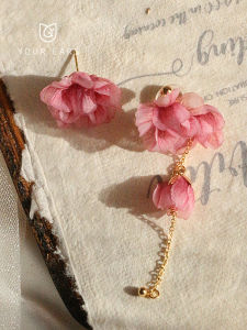 Your Ears Original Design Fairy Temperamental Mori Style Flower Long Asymmetric Mosquito Coil Ear Clip without Ear Hole