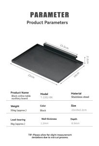 T-2302BK Camping Table Extension Board Stainless Steel Outdoor Net Table Auxiliary Board Multi-layer Storage Quick-Install Board
