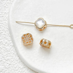 Copper Plated Real Gold Color Preserving Multi-Hole White Butterfly Shell Mica Square Spacer Beads DIY Handmade Bracelet Necklace Accessories