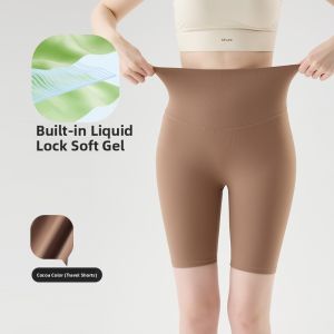 miiow | Ice Silk Sharkskin Cycling Yoga Pants High Waist Five-Quarter Length Slimming Tummy Control Butt Lifting Womens Summer Bottoms