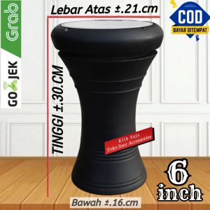 Darbuka Kayu Anak Hitam Dof 6 inch Rolling Putih