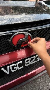 PERODUA VIVA Front Rear Steering Night Reflective 3M 3D 2-Tone Red Black Epoxy Logo Emblem Sticker