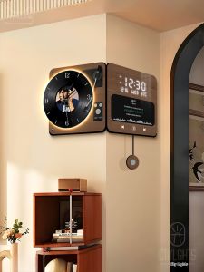 CTYLIGHTZ | Retro Double-Sided Perpetual Calendar Vinyl Record Style Electronic Wall Clock