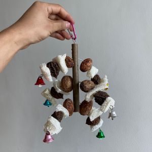 B-9 ของเล่นนกแก้วให้นกแก้วเคี้ยวเล่น วัสดุทำจากไม้และถั่วธรรมชาติ